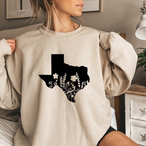 Texas Sweatshirt - Texas Shirt - Texas Gifts - Texas Tshirt - Floral Texas Sweater