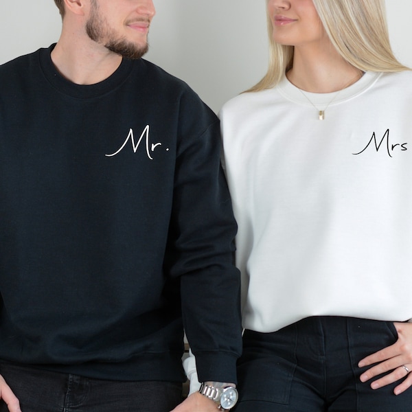 Mr et Mrs Sweatshirt, Cadeau de douche nuptiale, Cadeau de marié, Sweatshirt de lune de miel, Pulls assortis, Sweatshirt de marié, Sweatshirt de couples