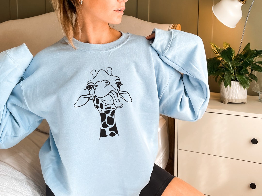 Giraffe Fleece Sweatshirt Unisex Pullover Sweater Animal Illustrations ...