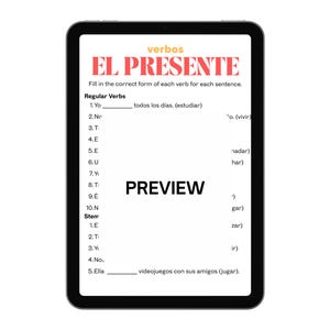 Spanish Verb Conjugation - Present Tense Worksheet