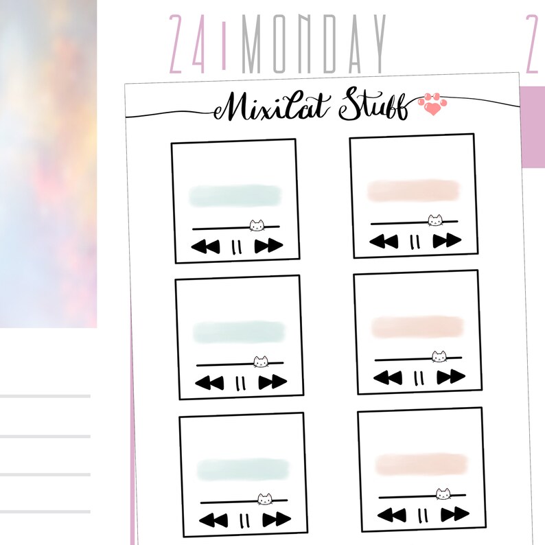music player sticker planner stickers journal stickers etsy