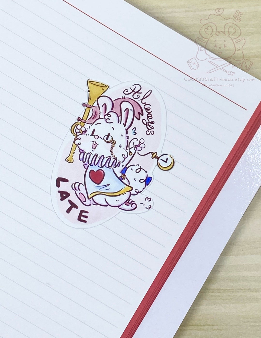Alice in Wonderland White Rabbit Always Late Laminated Vinyl Decal ...