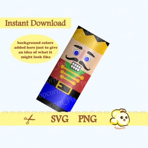 May include: A digital download of a printable nutcracker design. The design features a nutcracker with a red, green, blue, and yellow color scheme. The design is perfect for creating festive crafts and decorations.