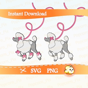 Sassy Poodle SVG cut file for Cricut, 50s sock hop theme printable, cute skirt costume PNG