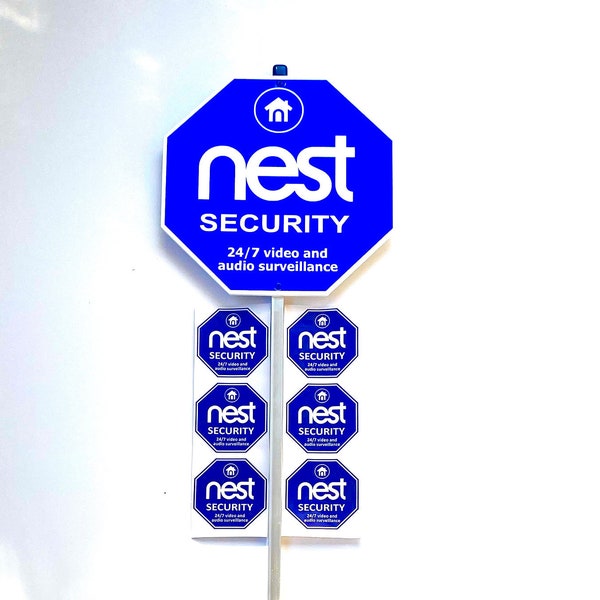 NEST SECUTITY yard sign with 6 stickers for windows and doors, with a duration of more than 6 years, in any climate.