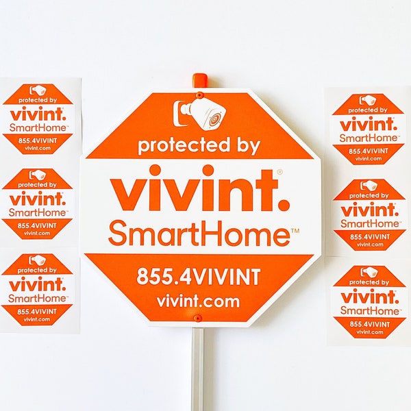 VIVINT security yard sign 10'' x10'', 28'' aluminum pole 6 window decals