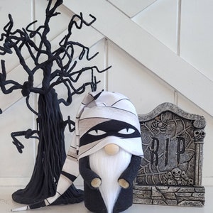 Mummy Gnome, Halloween Gnome, Spooky Gnome, Tiered Tray Gnome