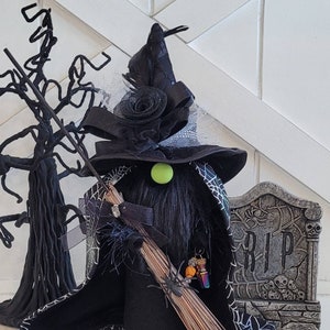 Halloween Gnome, Fall Gnome,  Witch Gnome, Black and Silver Gnome, Holiday Gnome