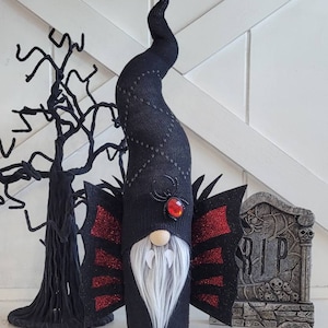 Halloween Gnome, Dracula Gnome, Vampire Gnome, Black and Red Gnome, Holiday Gnome