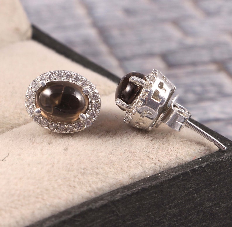 Natural Smoky Quartz Dangle Earrings925 Sterling Silver EarringsSmoky Quartz EarringsAnniversary GiftBridesmaid GiftGift for Women.