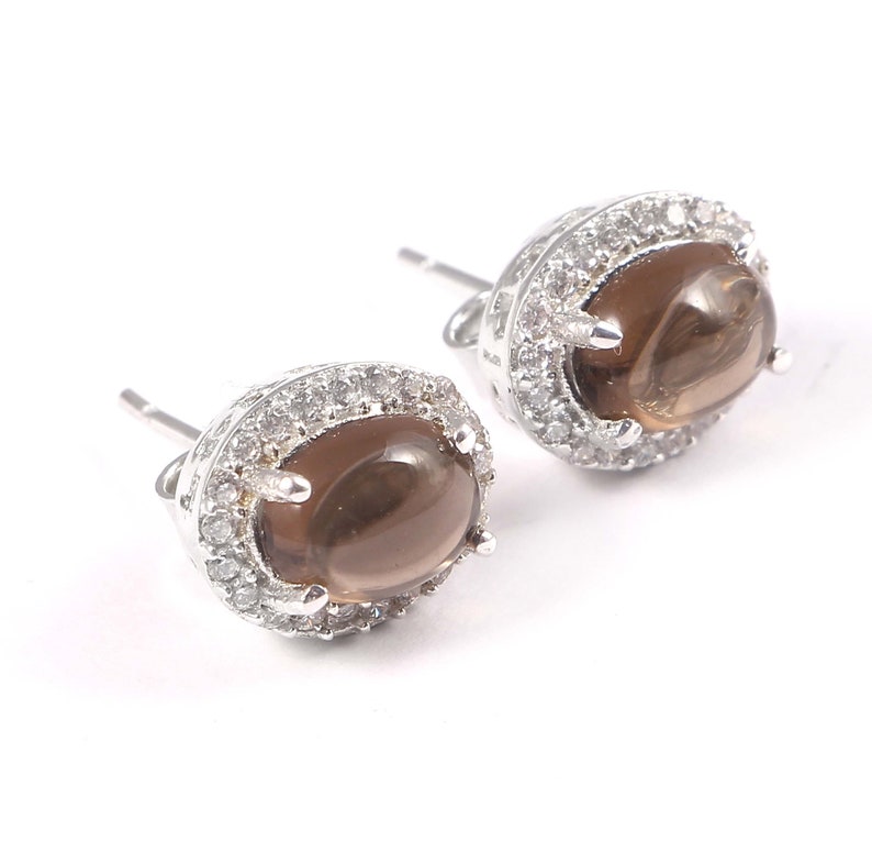 Natural Smoky Quartz Dangle Earrings925 Sterling Silver EarringsSmoky Quartz EarringsAnniversary GiftBridesmaid GiftGift for Women.