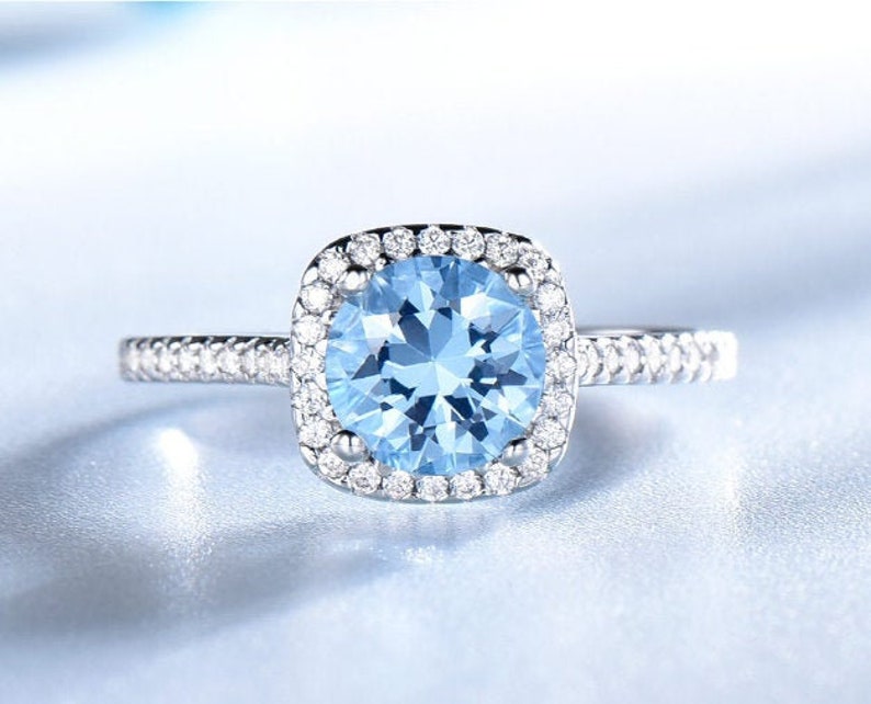 Gift for her Rings Aquamarine Ring 925Sterling Silver Wedding Ring Aquamarine Ring Gift Silver Jewelry Wedding ring Dainty ring