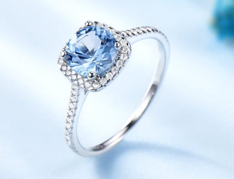 Gift for her Rings Aquamarine Ring 925Sterling Silver Wedding Ring Aquamarine Ring Gift Silver Jewelry Wedding ring Dainty ring
