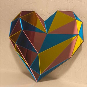 Herz-Spiegel, Mosaik-Herz-Spiegel, Wandkunst, 20,5 cm, Bunt