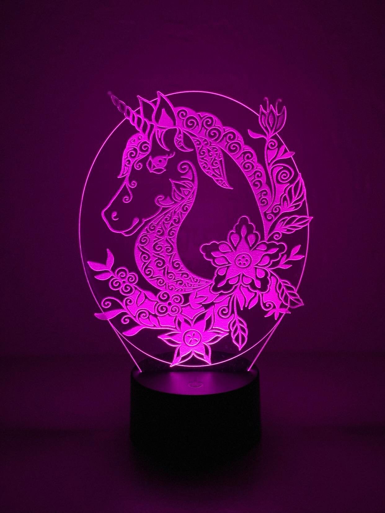 Lighting Floral Unicorn LED Illusion Desk Light Lamps Home & Living