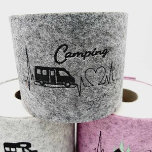 Aufbewahrung Toilettenpapier für den Wohnwagen Manschette aus Filz Geschenk und Dekoidee für Camper Bild 9