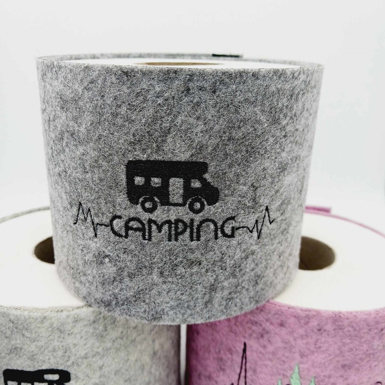 Aufbewahrung Toilettenpapier für den Wohnwagen Manschette aus Filz Geschenk und Dekoidee für Camper Bild 8