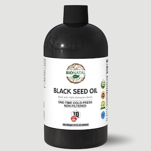 BioNatal Ethiopian Black Seed Oil – 100% Pure, Cold-Pressed Nigella Sativa, Unrefined, Non-GMO | PET Plastic Bottle (16 oz)