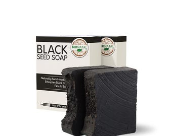 BioNatal Ethiopian Black Seed (Nigella Sativa) Soap Bars – Pure Black Cumin, 2-Pack 4.2oz Each | Premium, Natural, Non-GMO
