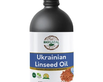 BioNatal Ukrainian Linseed (Flaxseed) Oil – 100% Pure, Cold-Pressed, Unrefined, Non-GMO | Culinary & Hair/Body Oil, Fresh Pressed (17 oz)