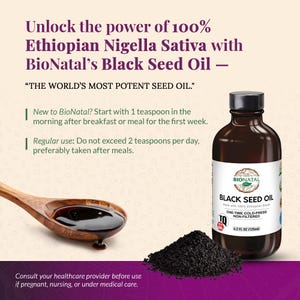 BioNatal Ethiopian Black Seed Oil – Cold Pressed Nigella Sativa Oil, Non-Filtered, 4.64% TQ, Immune Support – 4.2 Oz Free Shipping image 8