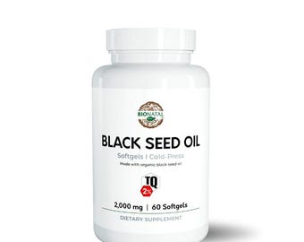 BioNatal Premium Organic Black Seed Oil – 1000mg 60 Softgels – 2% Thymoquinone (TQ) – Cold-Pressed Nigella Sativa – Rich in Omega 3, 6, 9