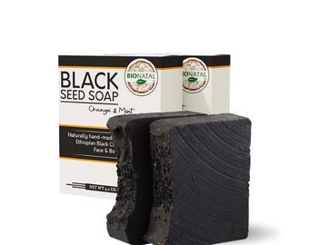 BioNatal Ethiopian Black Seed (Nigella Sativa) Soap Bars – Orange & Mint, 2-Pack, 4.2oz Each | Premium, Freshly Made, Non-GMO