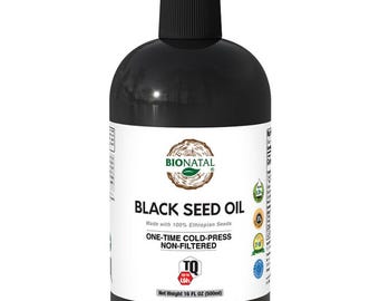 BioNatal Ethiopian Black Seed Oil – 100% Pure, Cold-Pressed Nigella Sativa, Unrefined, Non-GMO | PET Plastic Bottle (16 oz)