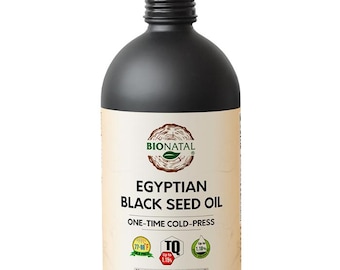 BioNatal Egyptian Black Seed Oil – 100% Pure, Cold-Pressed Nigella Sativa, Golden Color, Non-GMO, Unfiltered, Fresh Crop | GLASS (16 oz)