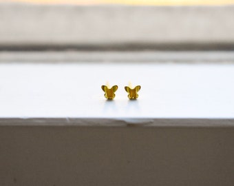 Tiny 18k Gold Plated Butterfly Earrings