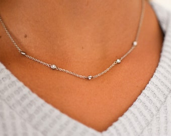 Dainty Diamond Necklace-Sterling Silver