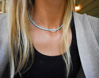 Blue Seed Bead Necklace