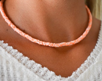 Coral Disc Bead Necklace