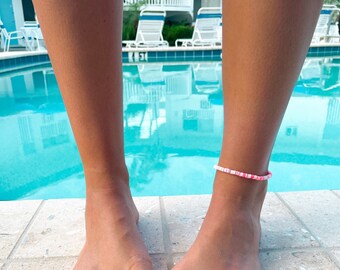 Pink Multi Disc Bead Anklet