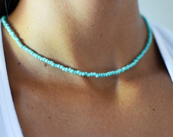 Turquoise Seed Bead Necklace