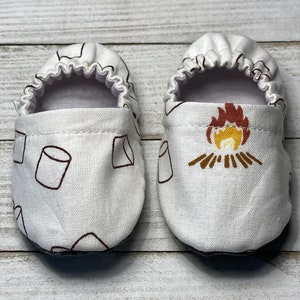 Marshmallow Baby Shoes Reversible Crib Shoes Baby Walking Unisex Baby Booties Marshmallow Booties Camping Inspired Shoes Bombon Shoe