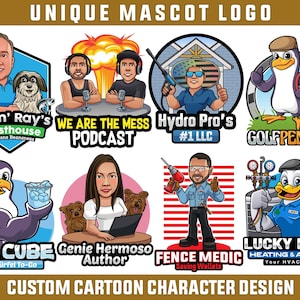 Custom Professional Cartoon Logo Design, Mascot Logo, Cartoon Character Logo, Business Logo, Caricature Logo, Cartoon Avatar, Portrait Logo