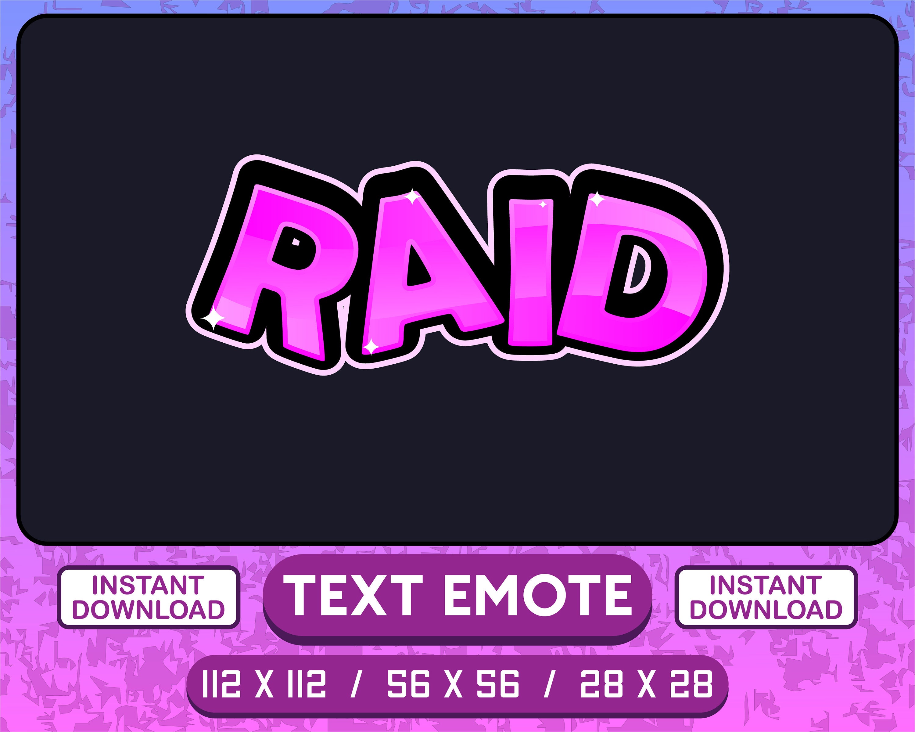 Raid Text Emote Twitch Emotes Streamer Emotes Youtube Etsy