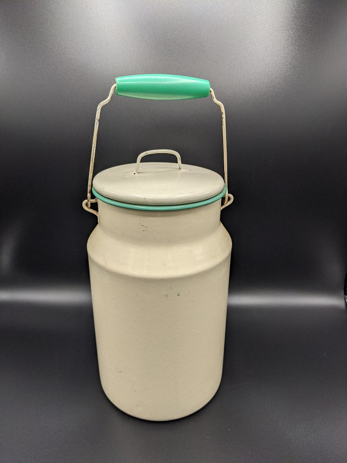 Vintage Enamel Milk Can Lid cream white Finland 20s 30s Vase Etsy