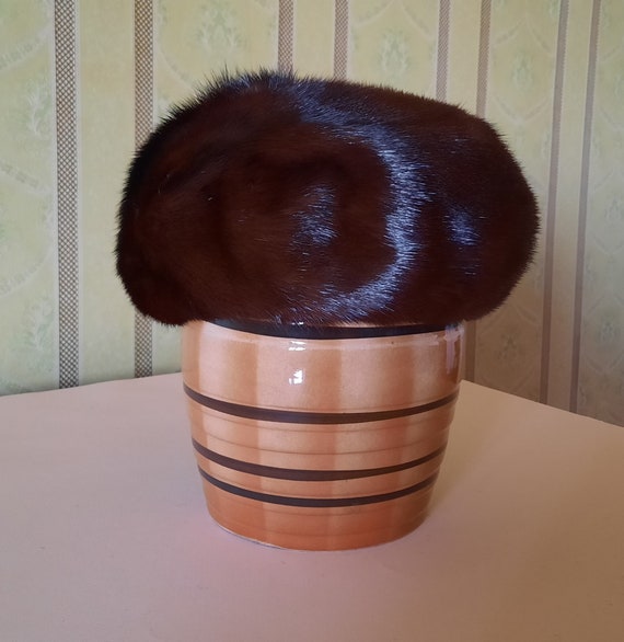 Soviet fur hat. Vintage womens winter hat