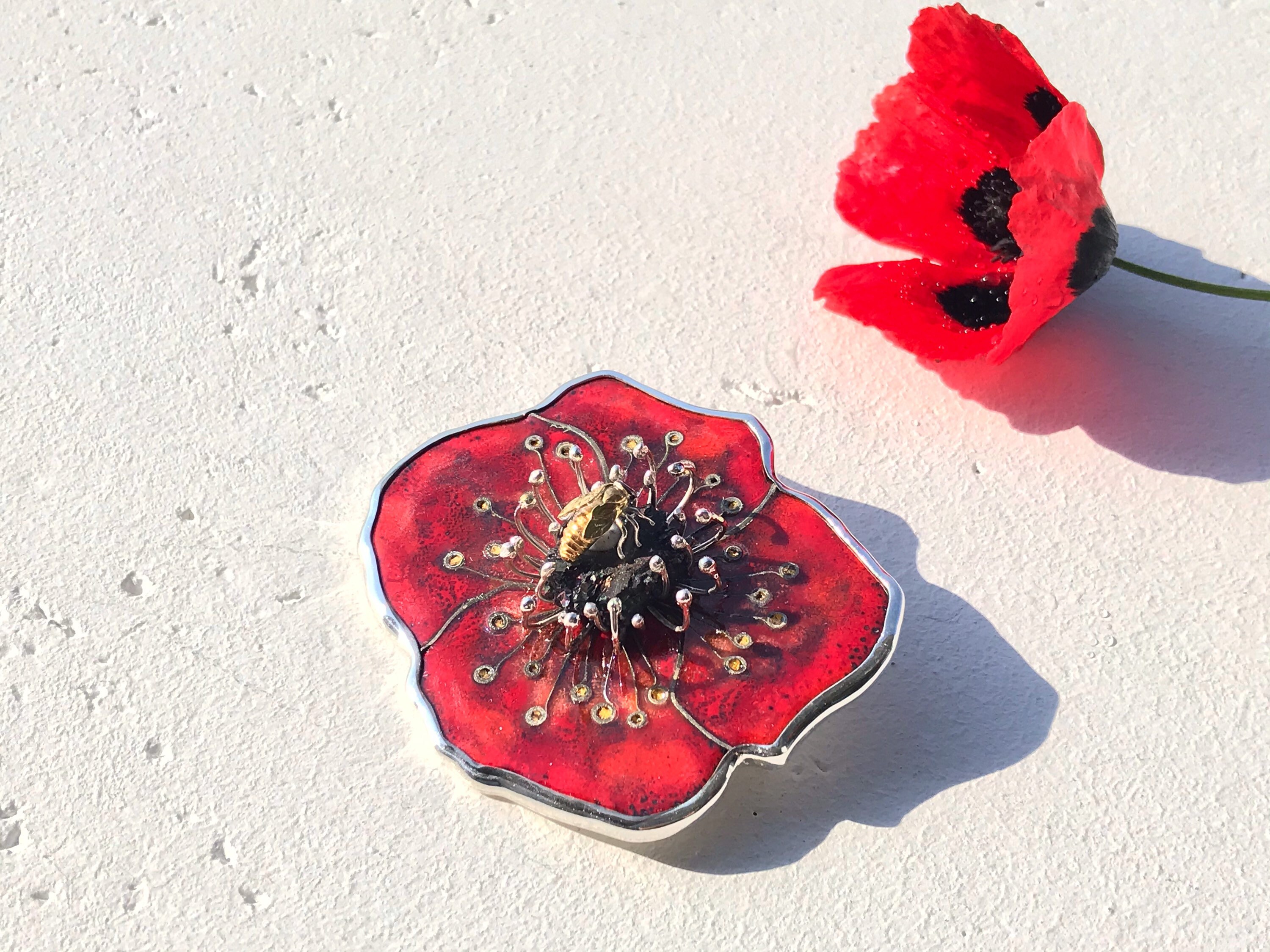 Poppy Brooch Flower Brooch Poppy inspiration Spring Flower Etsy