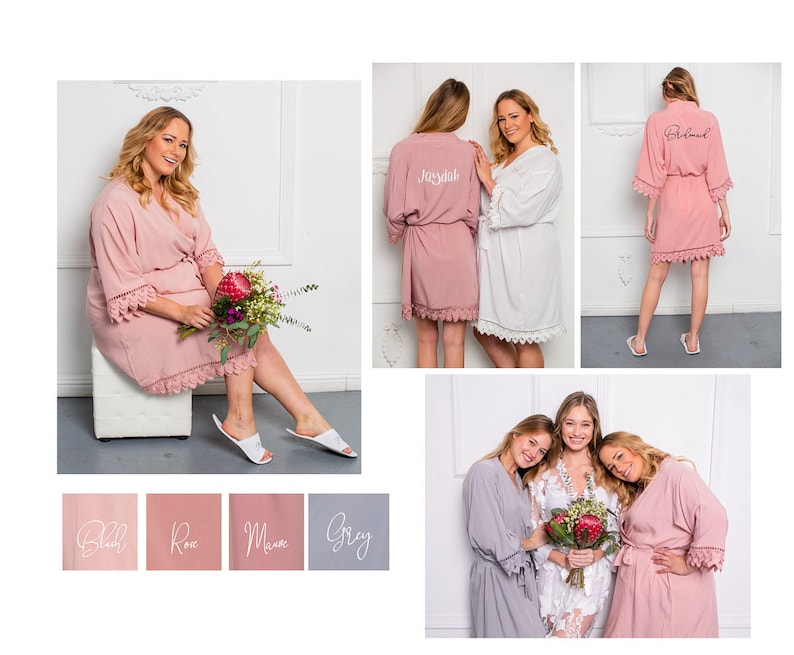 Plus Size 2XL 3XL 4XL Bride Bridal Bridesmaid Robes, Bridesmaid Gifts, Wedding Robes, Getting Ready Robes, Lace Robes, Plus Size Pajamas bild 6