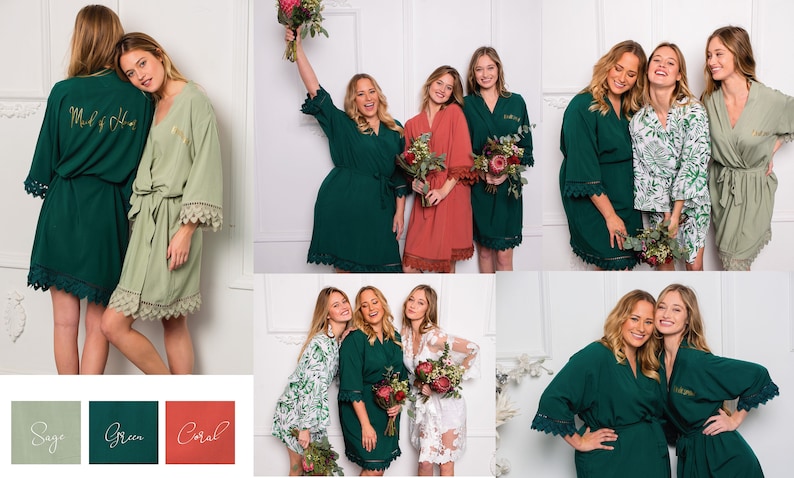 Plus Size 2XL 3XL 4XL Bride Bridal Bridesmaid Robes, Bridesmaid Gifts, Wedding Robes, Getting Ready Robes, Lace Robes, Plus Size Pajamas bild 7