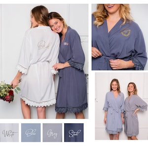Plus Size 2XL 3XL 4XL Bride Bridal Bridesmaid Robes, Bridesmaid Gifts, Wedding Robes, Getting Ready Robes, Lace Robes, Plus Size Pajamas bild 8
