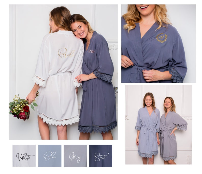 Plus Size 2XL 3XL 4XL Bride Bridal Bridesmaid Robes, Bridesmaid Gifts, Wedding Robes, Getting Ready Robes, Lace Robes, Plus Size Pajamas bild 8