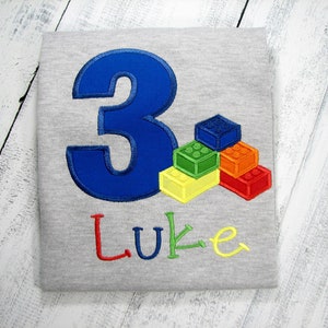 Building Blocks Birthday Shirt, 3rd Birthday Blocks Shirt, Embroidered Shirt, Master Builder, Personalized Shirt, Blocks Shirt, Any Age,