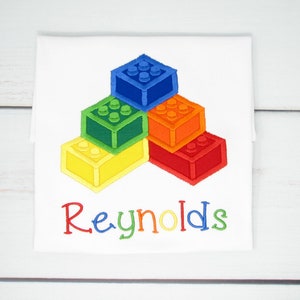 Boy&#39;s Block Shirt, Building Block Shirt, Embroidered Shirt, 5th Birthday Shirt, 3rd Birthday, Personalized Shirt, Any Age, Boys Gift Shirt