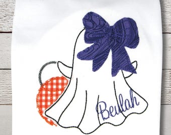 Personalized Cute Ghost Halloween Shirt | Custom Name Embroidered Trick or Treat Outfit | Kids Toddler Shirt