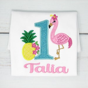 Flamingo Birthday Shirt, Birthday Girl Shirt, 1st Birthday Shirt, Pink Flamingo Shirt, Personalized Shirt, Tropical Birthday, Ages 1-9