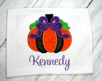 Personalized Embroidered Pumpkin Shirt: Girls Fall Outfit